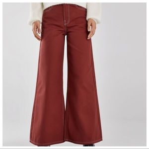 Bershka Brick Color Wide-Leg Jeans. Size 4